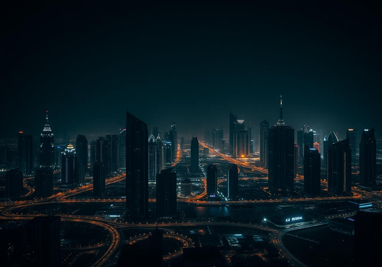 Dubai skyline at night