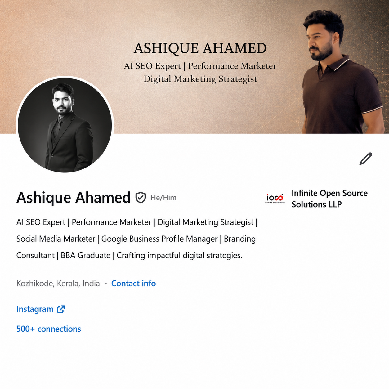 Ashique Ahamed LinkedIn profile